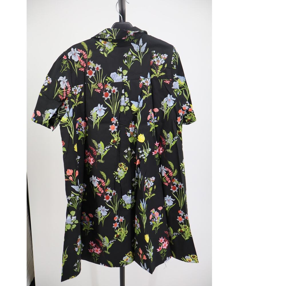 &Merci Shirt Dress Women's Black Floral Botanical Mini Short Sleeve Size M - Picture 3 of 4